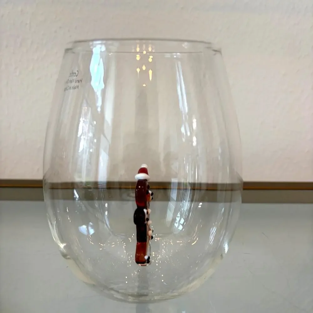 Gingerbread Man Stemless Wine Glass 3D Festive Holiday Barware NEW